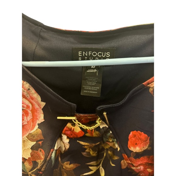 Enfocus Studio Women NWT Navy Floral Rose Chain Detail Sheath Dress Size 10 - Picture 5 of 8